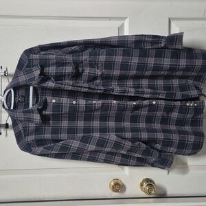 Grey And Red Plaid Button-Up Shirt Size Large